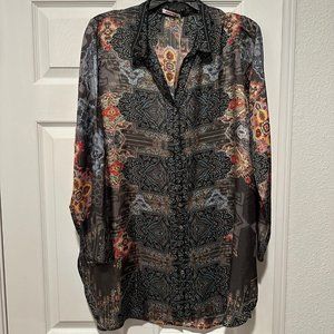 Johnny Was Silk Tunic Size M